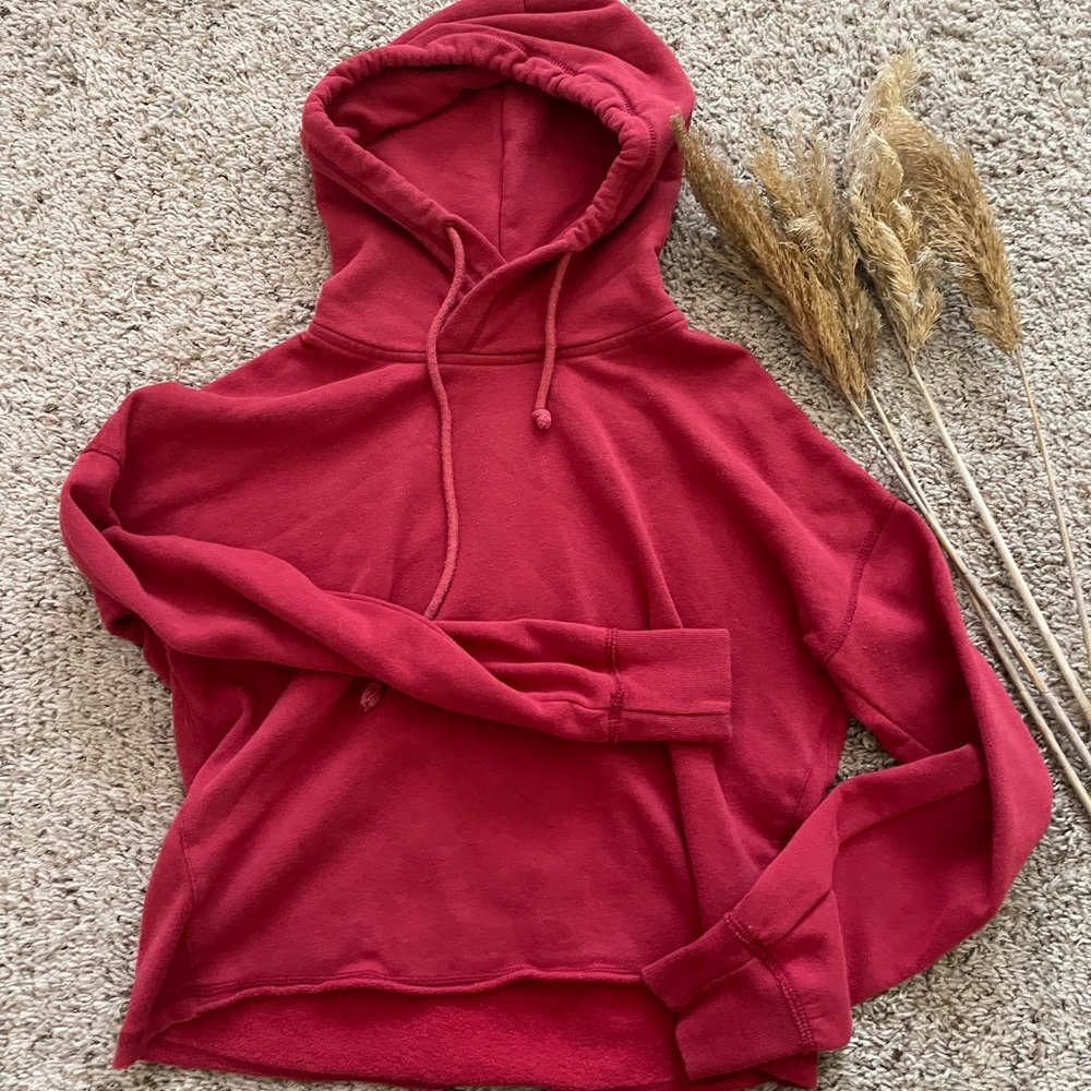 Abercrombie & Fitch cropped red hoodie